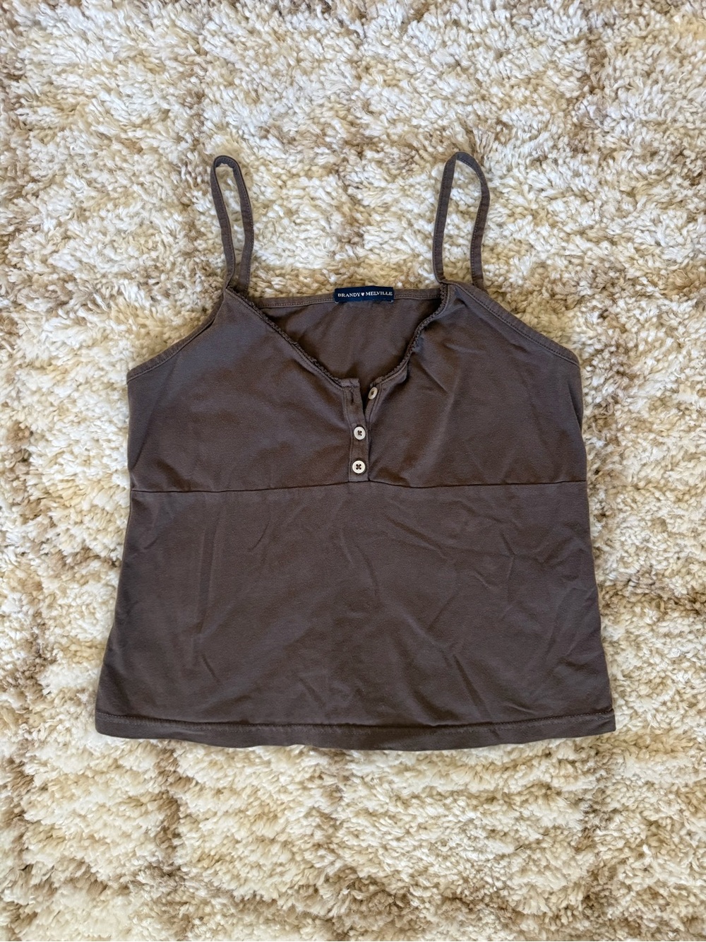 Brandy Melville Chocolate Brown Ribbed Henley Cami